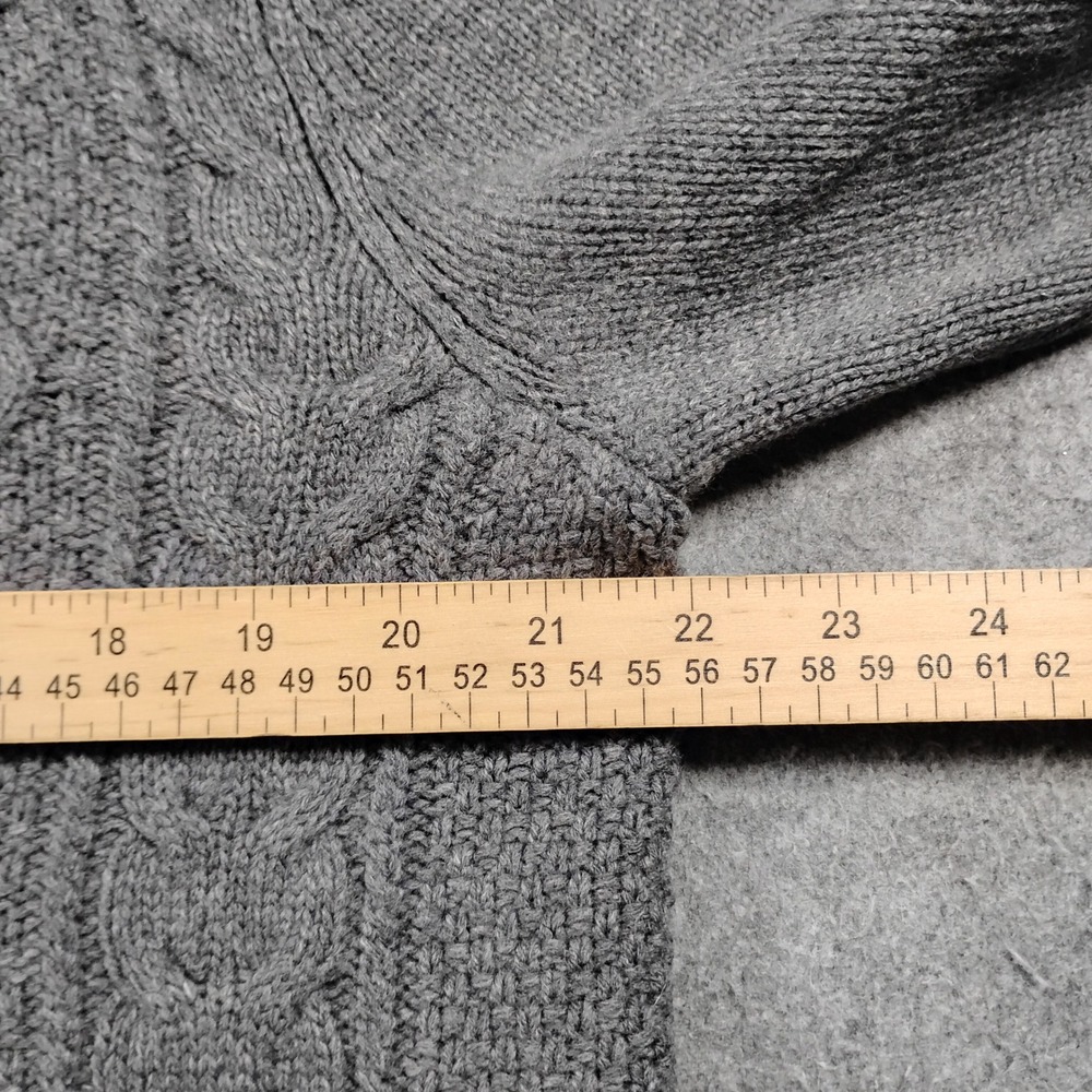 Brooks Brothers 346 Mens Large Gray 100% Lambswool Quarter Zip Cable Sweater - Picture 5 of 11